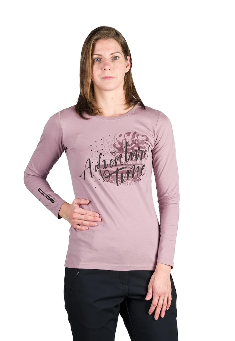 Bluza de bumbac organic cu imprimeu Diya, Roz somon
