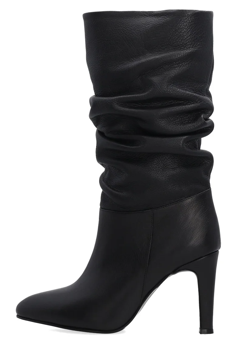 Cizme din piele cu model incretit,