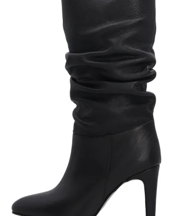 Cizme din piele cu model incretit,
