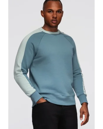Bluza cu dungi contrastante si maneci raglan  OM-SSNZ-0200, Dark Turquoise