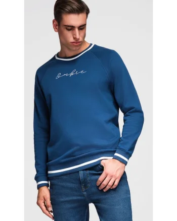Bluza cu maneci raglan si detalii contrastante  OM-SSNZ-0244, Albastru inchis