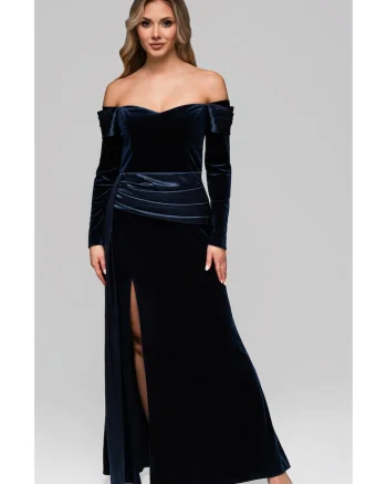 Rochie de seara maxi  LA-OM-DLR254, Albastru inchis