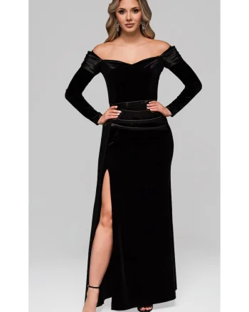 Rochie de seara maxi  LA-OM-DLR254, Negru
