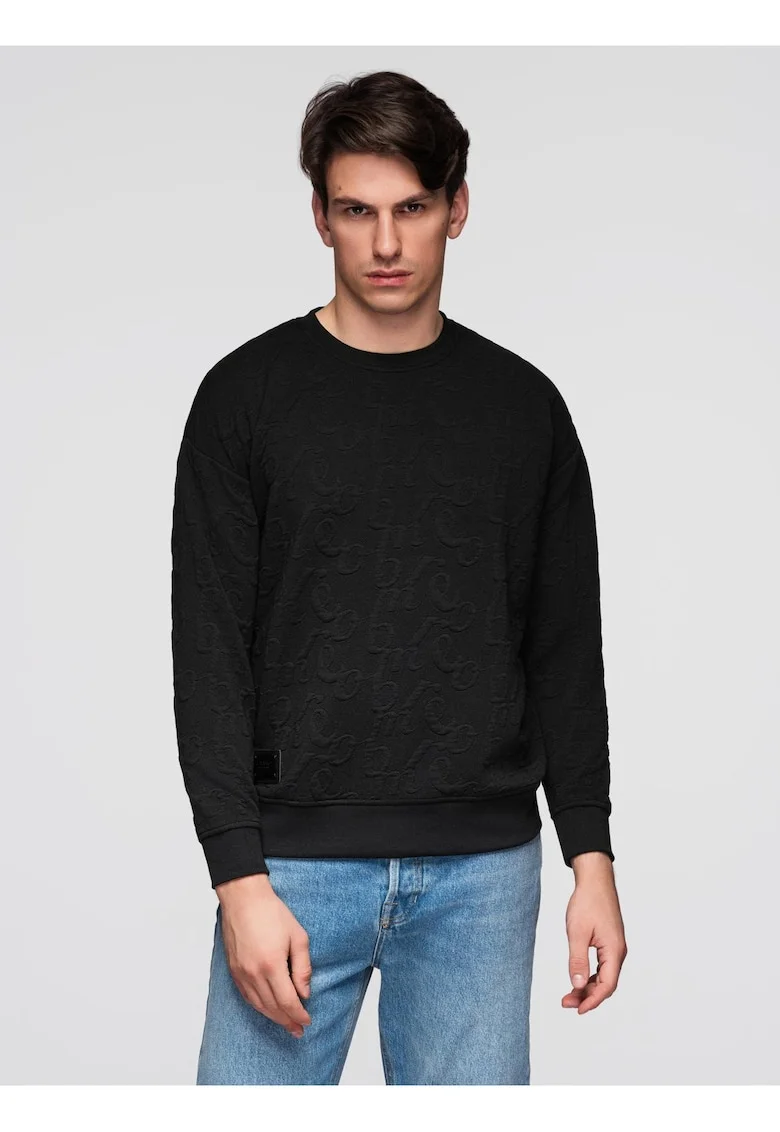 Bluza RELAXED FIT cu litere prelucrate  B1712, Negru