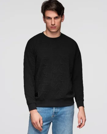 Bluza RELAXED FIT cu litere prelucrate  B1712, Negru