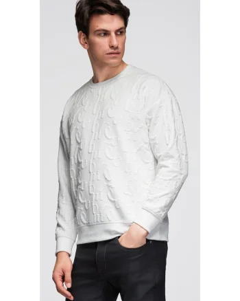 Bluza RELAXED FIT cu litere prelucrate  B1712, Alb murdar