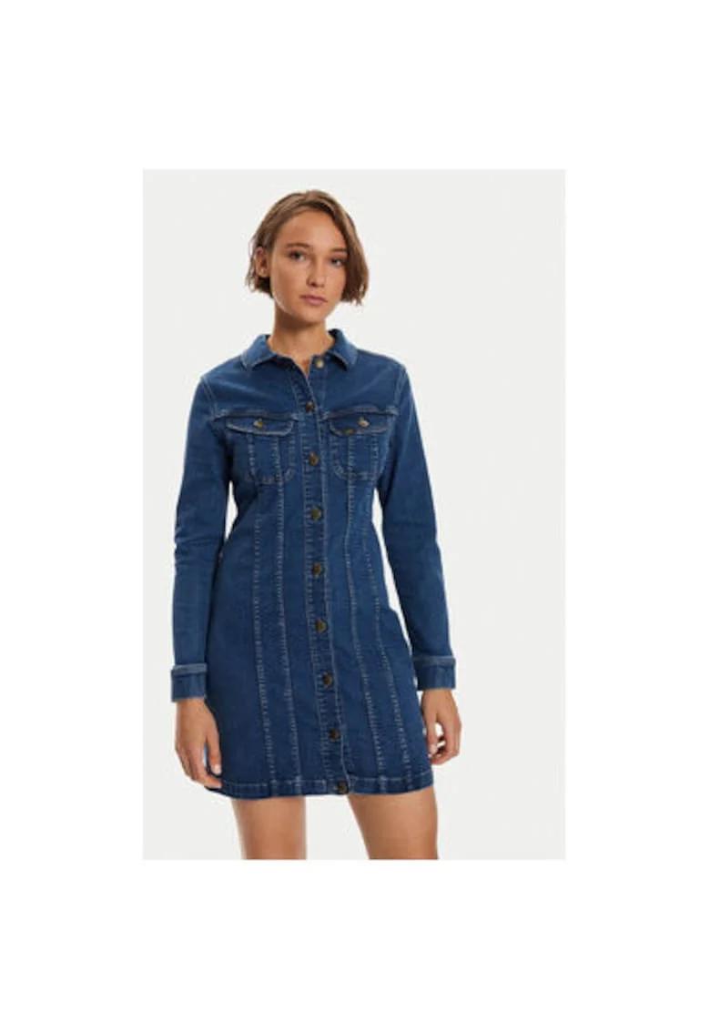 Rochie dama,  304285172, Bumbac/Poliester, Albastru, Albastru