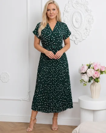 Rochie midi verde din vascoza cu...