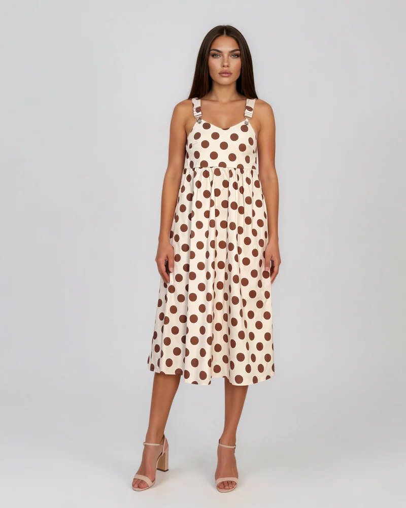Rochie sarafan cu buline crem - Unica S-L