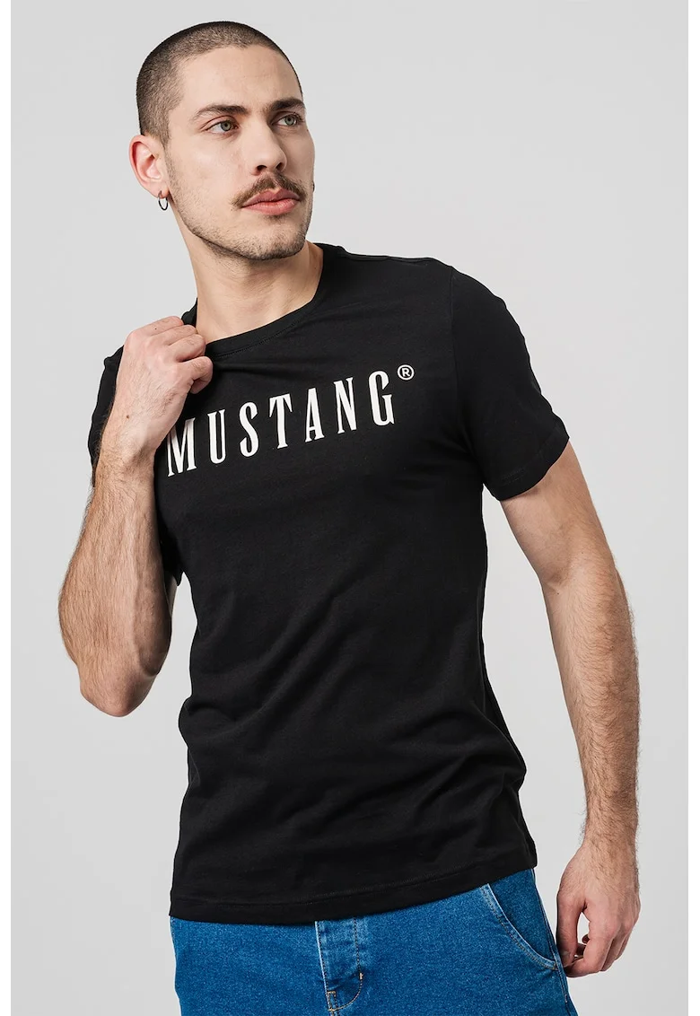 Tricou cu imprimeu logo, Negru