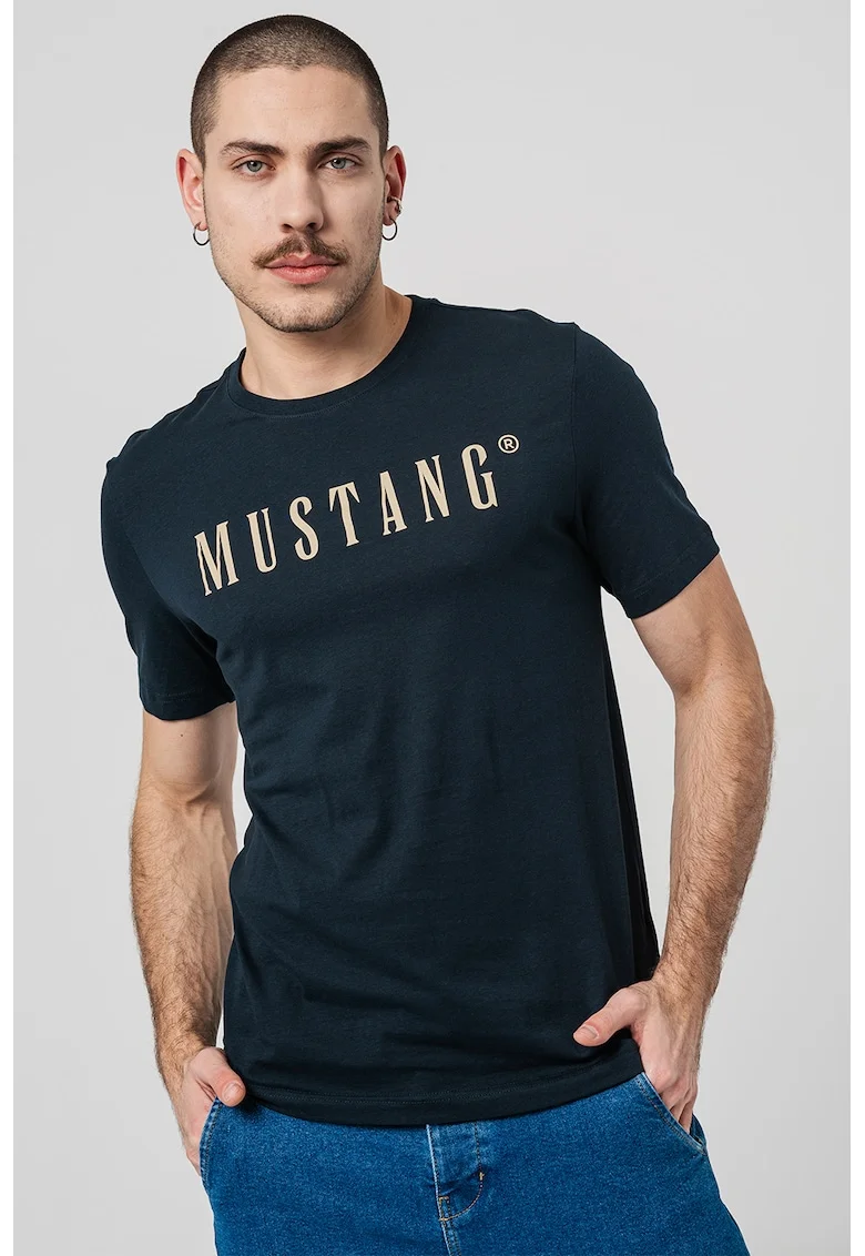 Tricou cu imprimeu logo, Bleumarin