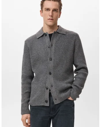Cardigan din amestec de lana, Gri antracit