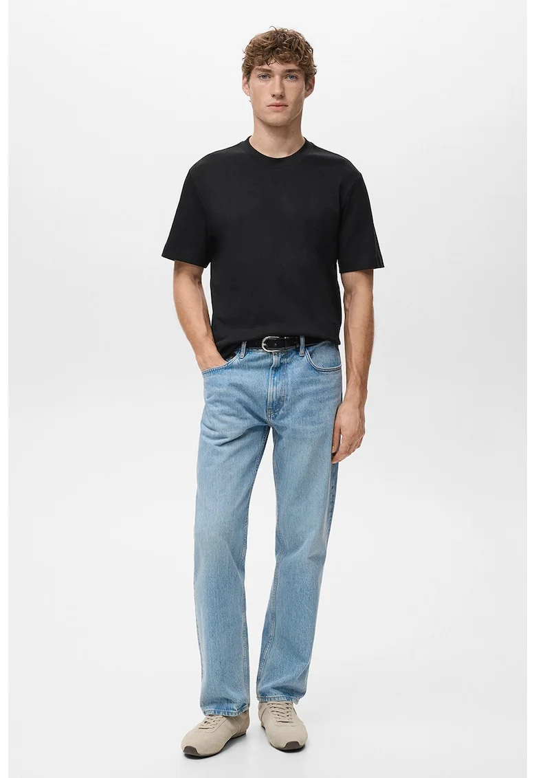 Tricou regular-fit cu model uni, Negru
