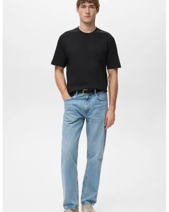 Tricou regular-fit cu model uni, Negru