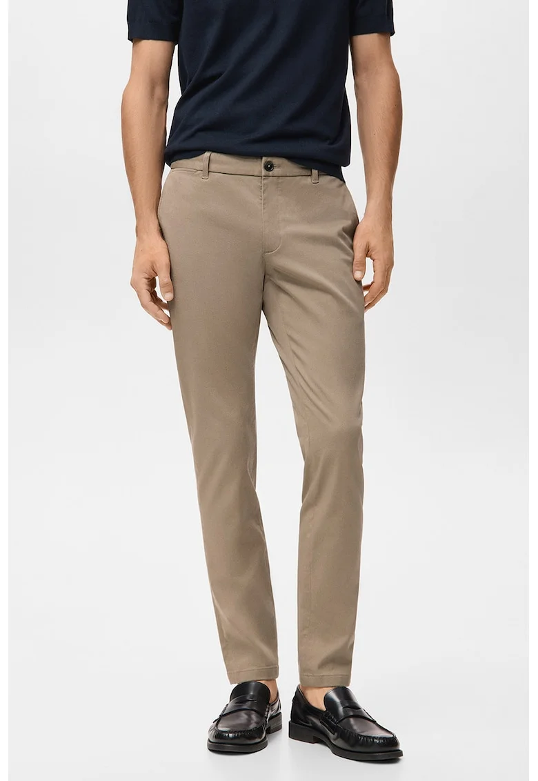 Pantaloni Chino cu croiala slim-fit Barna, Maro taupe deschis