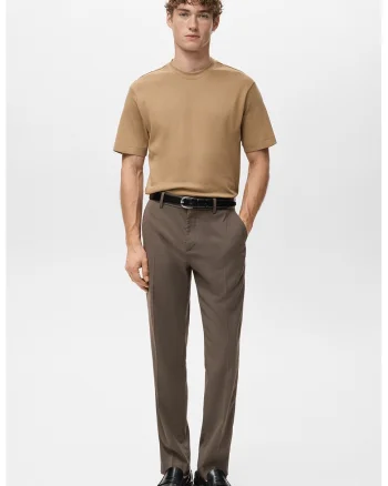 Tricou regular-fit cu model uni, Maro camel