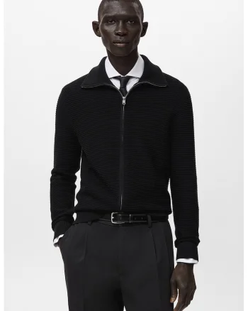 Cardigan uni cu fermoar, Negru