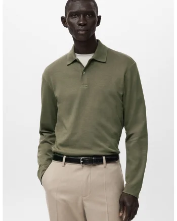 Bluza polo de bumbac, Verde masliniu