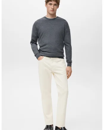 Blugi crop cu croiala conica Ben, Alb
