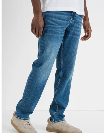 Blugi slim fit cu aspect decolorat, Albastru melange