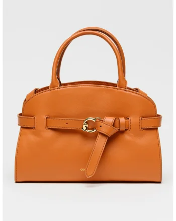 Geanta tote de piele cu bareta decorativa Sabine, Portocaliu stins