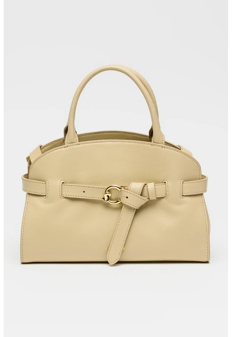 Geanta tote de piele cu bareta decorativa Sabine, Bej