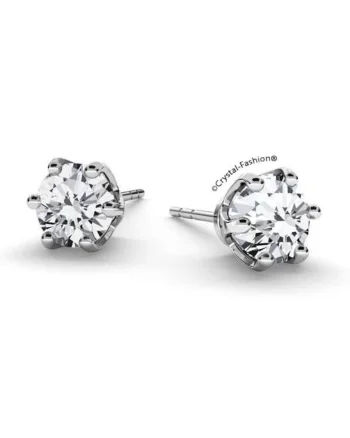 Cercei Argint 925 cu Cristale Swarovski® Crown Chaton 6mm surub