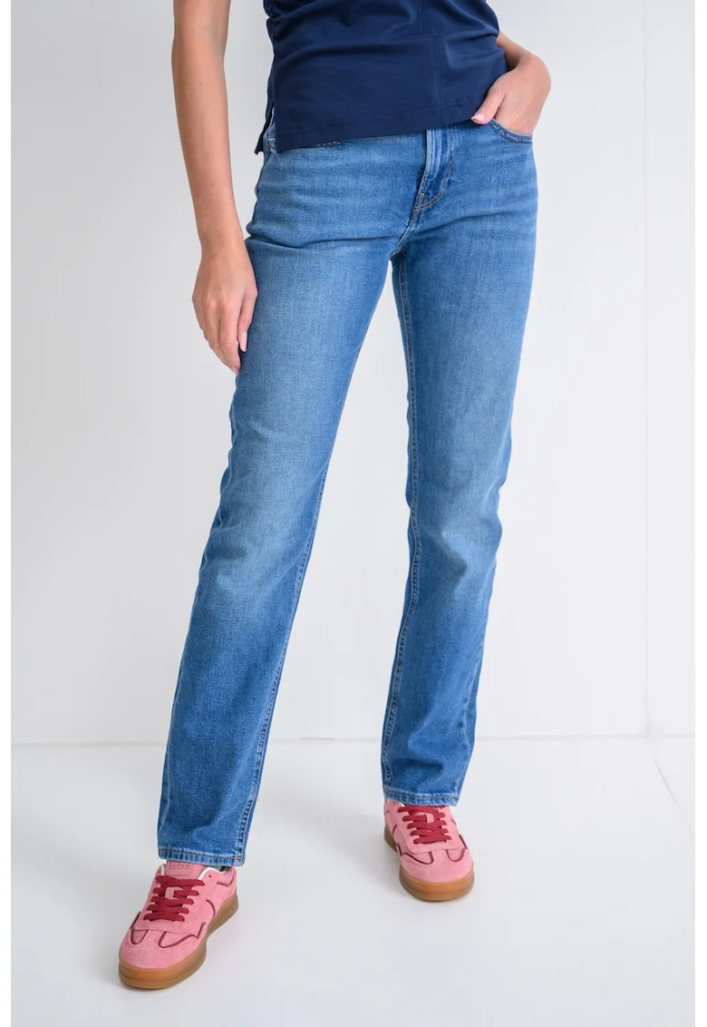 Blugi slim fit cu talie medie, Albastru deschis