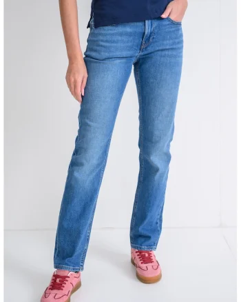 Blugi slim fit cu talie medie, Albastru deschis