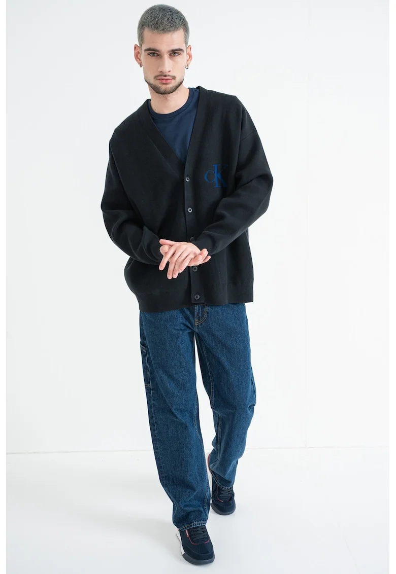 Cardigan lejer cu nasturi, Negru