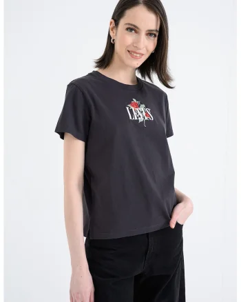 Tricou de bumbac cu logo in relief, Negru