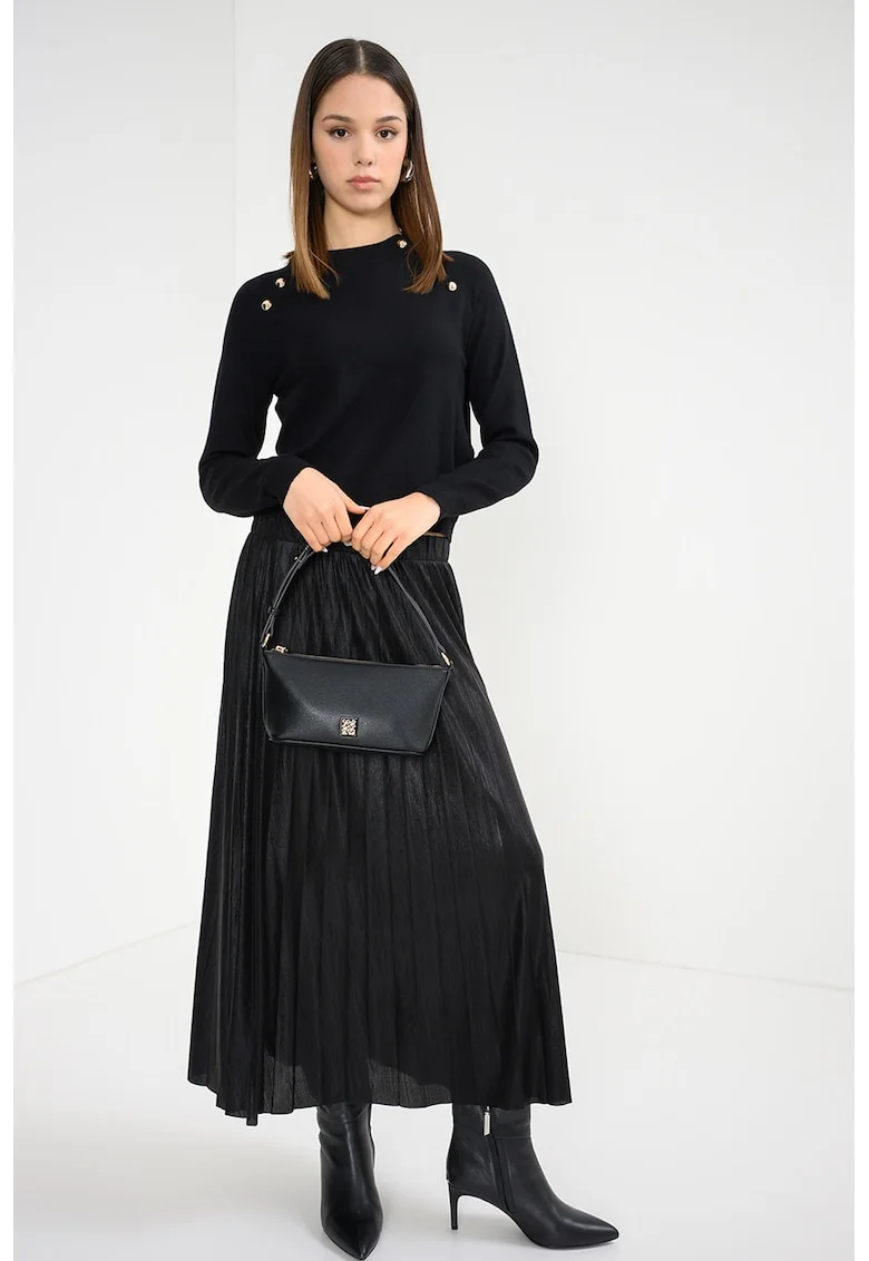 Pulover cu decolteu rotund, Auriu/Negru