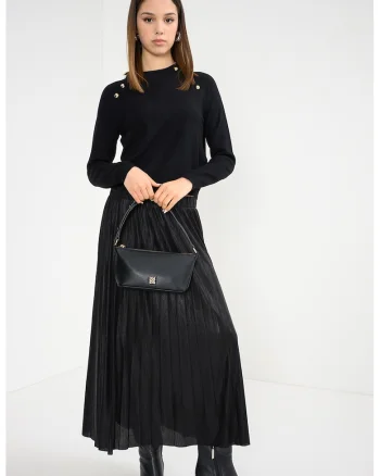 Pulover cu decolteu rotund, Auriu/Negru