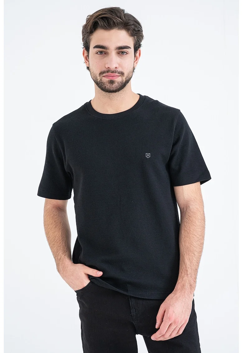 Tricou din bumbac organic pique, Negru