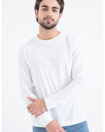 Bluza din bumbac cu logo brodat, Alb optic