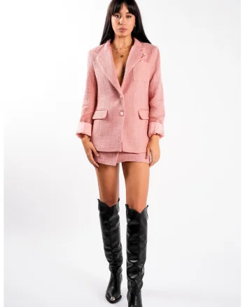 Sacou texturat soft pink, Roz