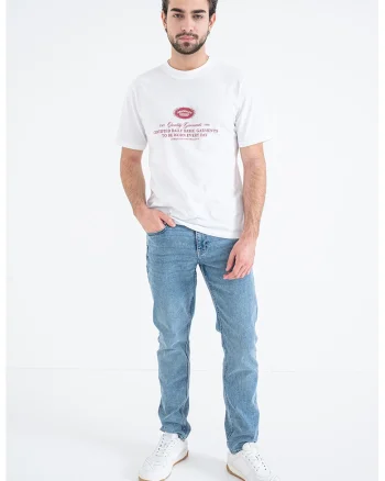 Tricou din bumbac cu imprimeu, Visiniu/Alb optic