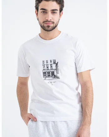 Tricou din bumbac organic cu imprimeu pe piept Blabreeze, Negru/Alb optic