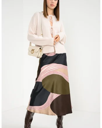 Cardigan pufos cu snururi de ajustare, Bej