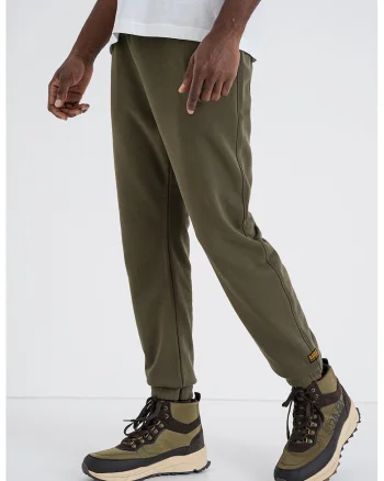 Pantaloni de trening din amestec de bumbac organic, Kaki inchis