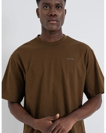 Tricou din amestec de bumbac organic cu logo discret pe piept, Maro inchis