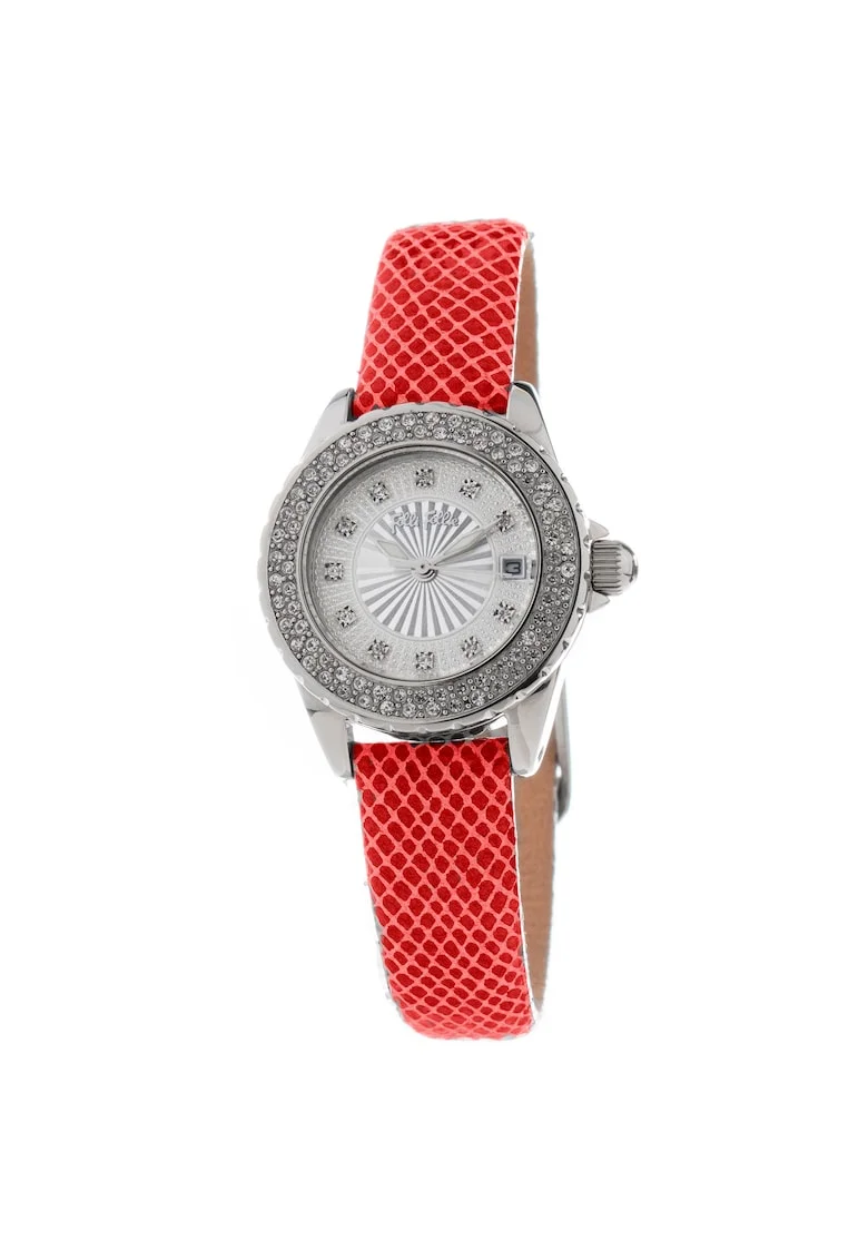 Ceas Dama,  quartz, inox, piele naturala, 28mm, Rosu