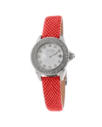 Ceas Dama,  quartz, inox, piele naturala, 28mm, Rosu