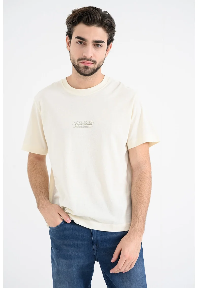 Tricou din bumbac cu imprimeu etnic, Verde/Portocaliu stins/Crem