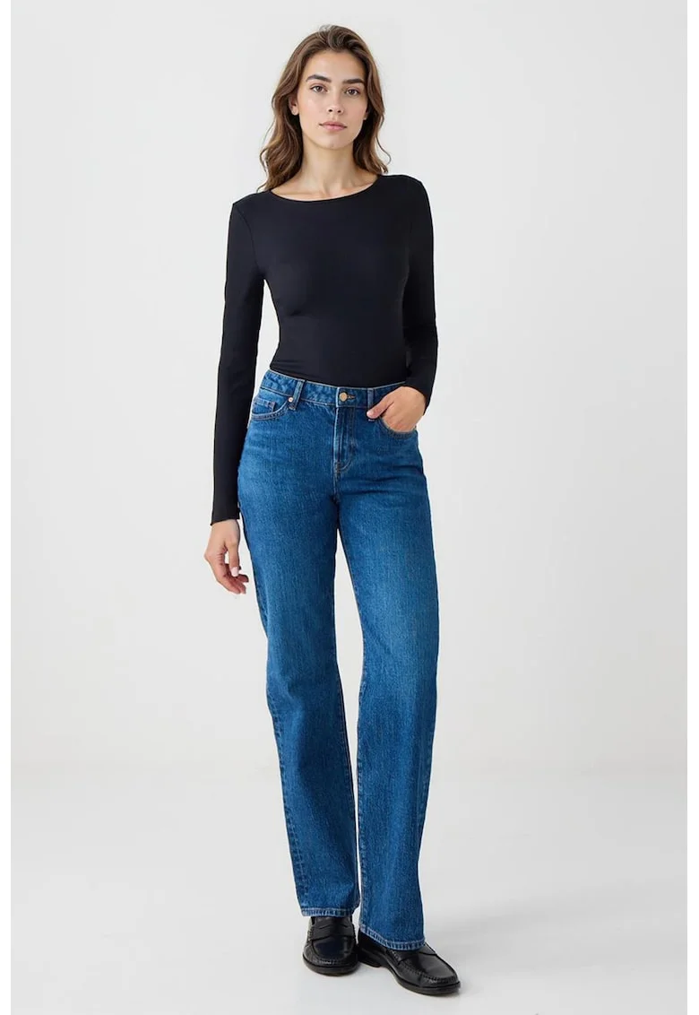 Blugi regular fit cu talie inalta, Albastru royal