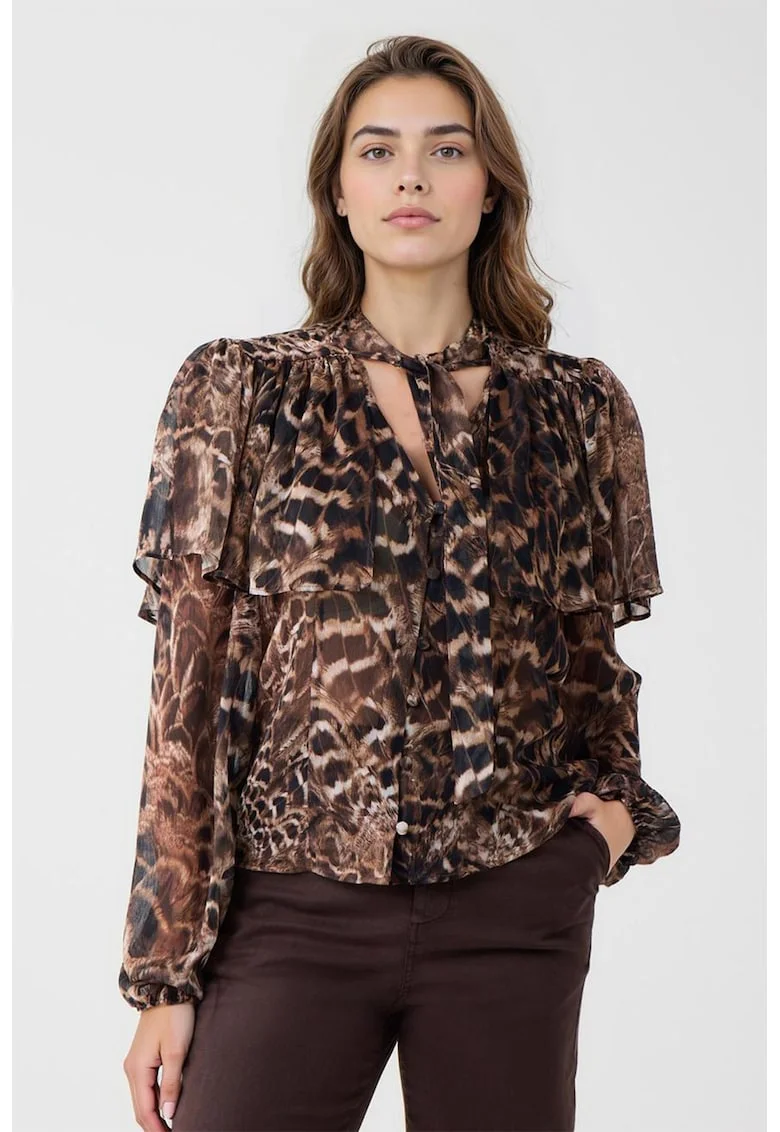 Camasa cu animal print, Maro inchis/Maro deschis