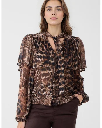 Camasa cu animal print, Maro inchis/Maro deschis