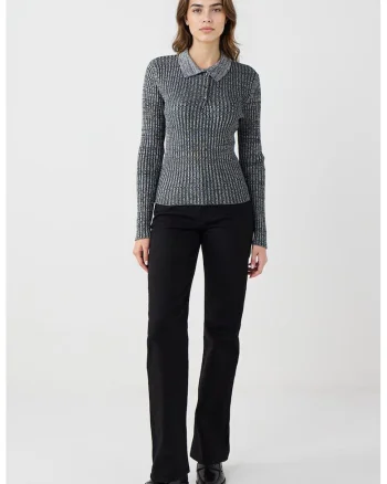 Blugi regular fit cu talie inalta, Negru
