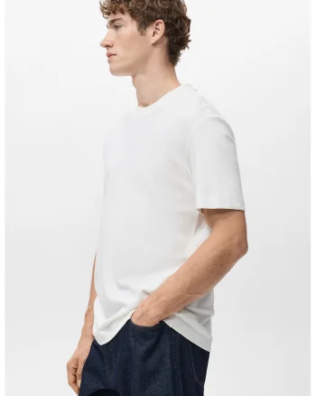 Tricou regular-fit cu model uni, Alb