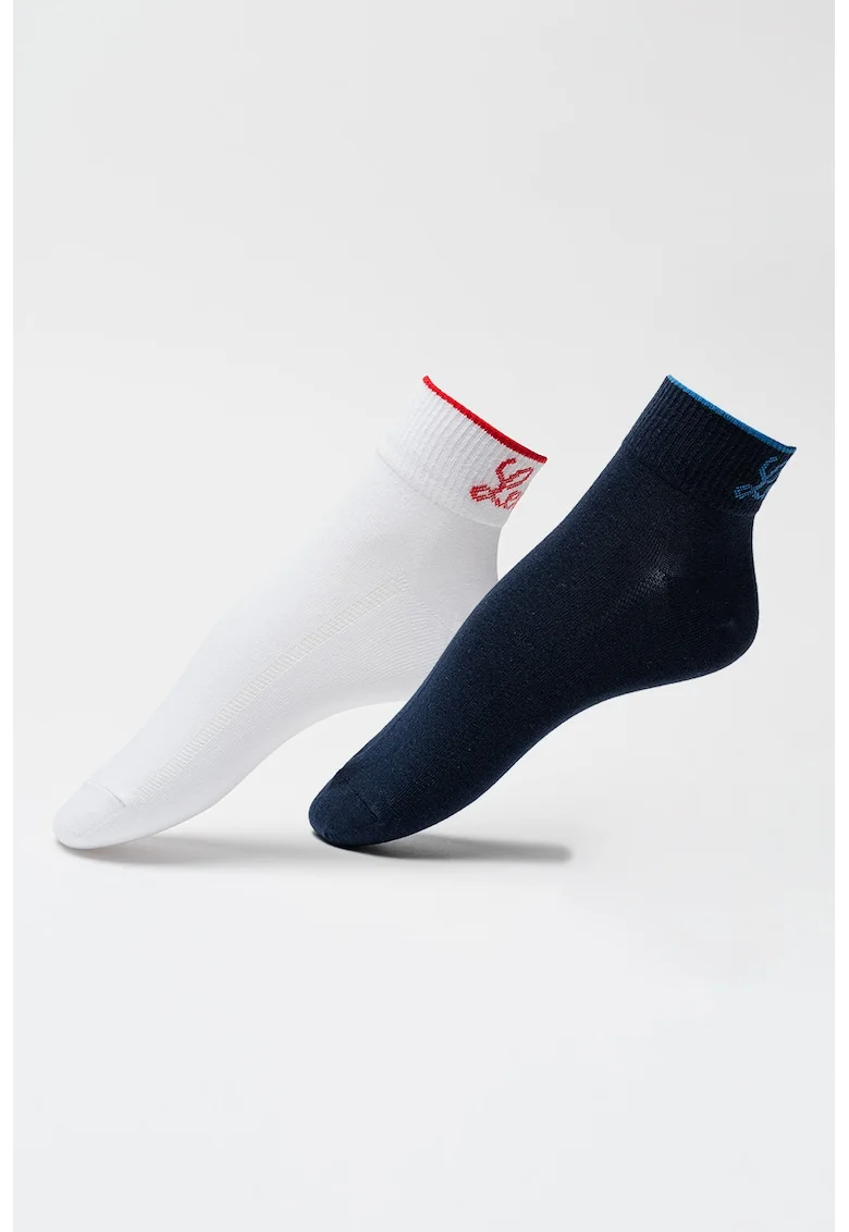Set de sosete scurte unisex - 2 perechi, Alb/Bleumarin